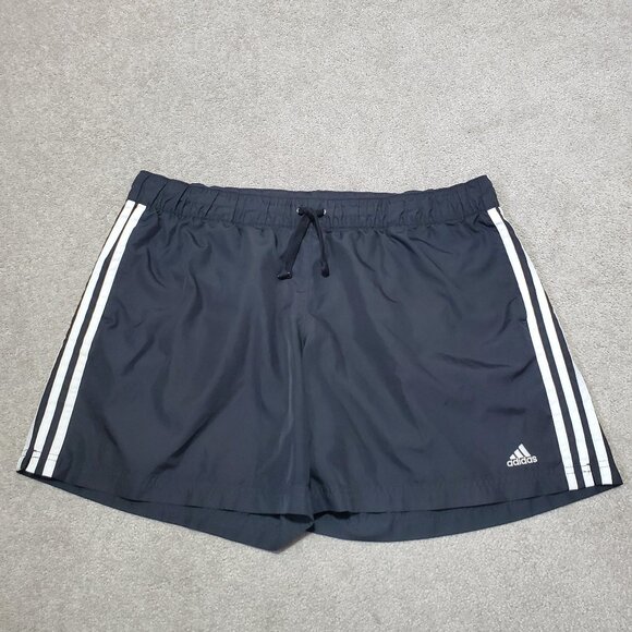 ADIDAS 2005 3 Stripes Athletic 6" Shorts Soccer Gym Workout Black Women's XL - Picture 1 of 14